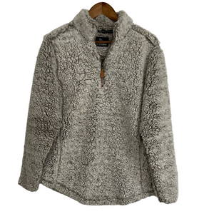 Simply Southern Gray Sherpa Quarter Zip Pullover Women’s Medium